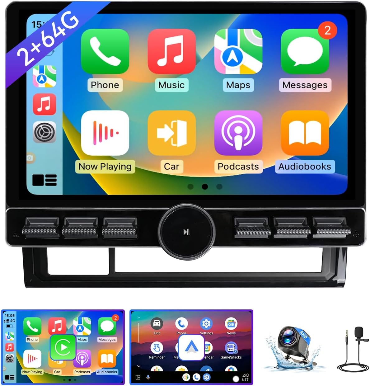 10 Inch Car Stereo Radio Compatible with Toyota Tacoma 2005-2015, Android 13 2+64G Wireless CarPlay Android Auto Car Radio Replacement with GPS/SWC/Backup Camera