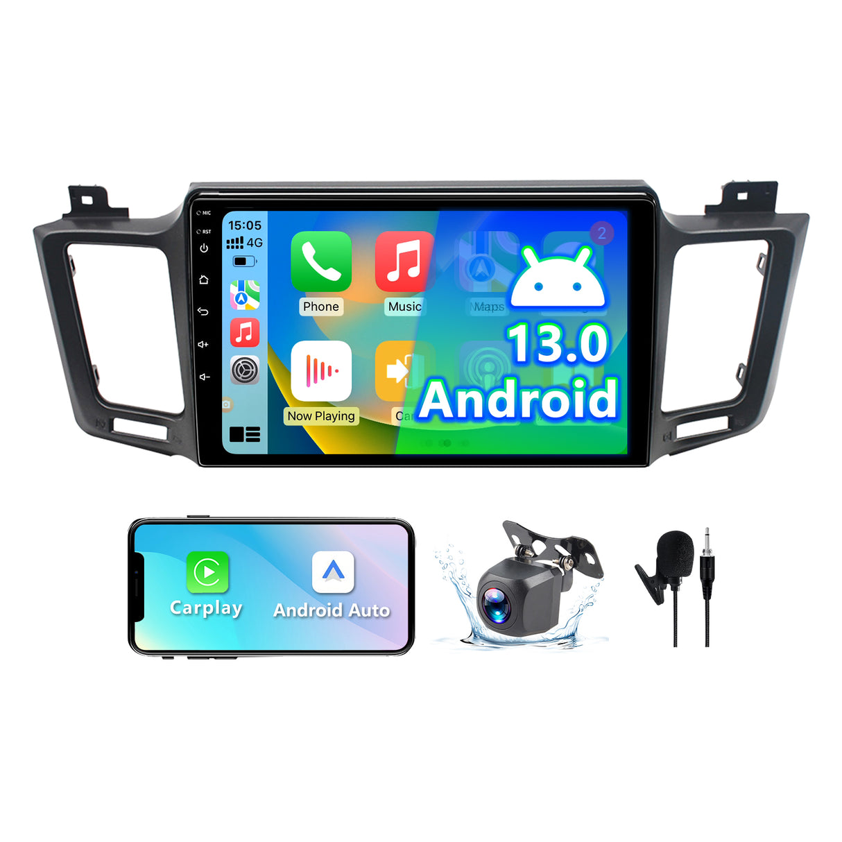 Car Stereo Radio Compatible with Toyota RAV4 2013 2014 2015 2016 2017 2018,Android 13 Head Unit,10 Inch IPS Touch Screen/WiFi/Bluetooth/Wireless Carplay Android Auto/GPS/Mirror Link/AHD Rear Camera