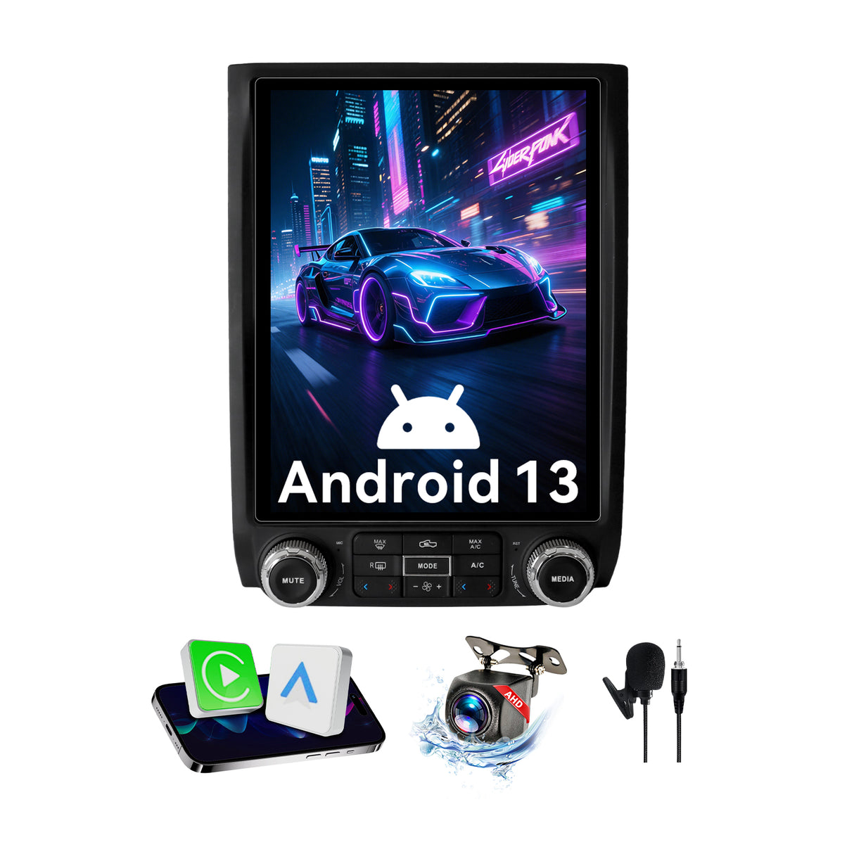 Car Radio for Ford Expedition Upgrade 2015 2016 2017 2018 Wireless Carplay Andriod Auto Android 13 12.1 Inch T-Style Touch Screen Head Unit 5Ghz WiFi GPS Navigation SWC