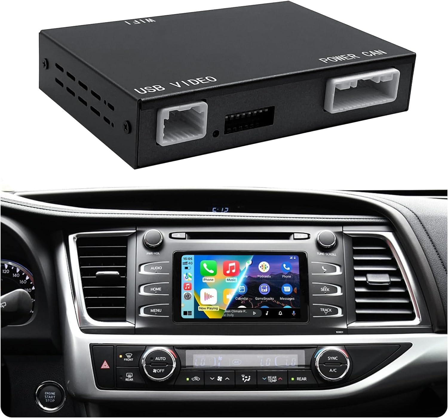 Wireless CarPlay/Android Auto Adapter for 2014-2019 Toyota with Entune2.0 &amp; Touch2 Retrofit Kit Decoder