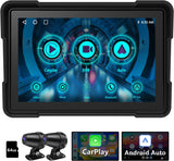 5 Inch Motorcycle Carplay/Android Auto Stereo, 64G, Dual Bluetooth.