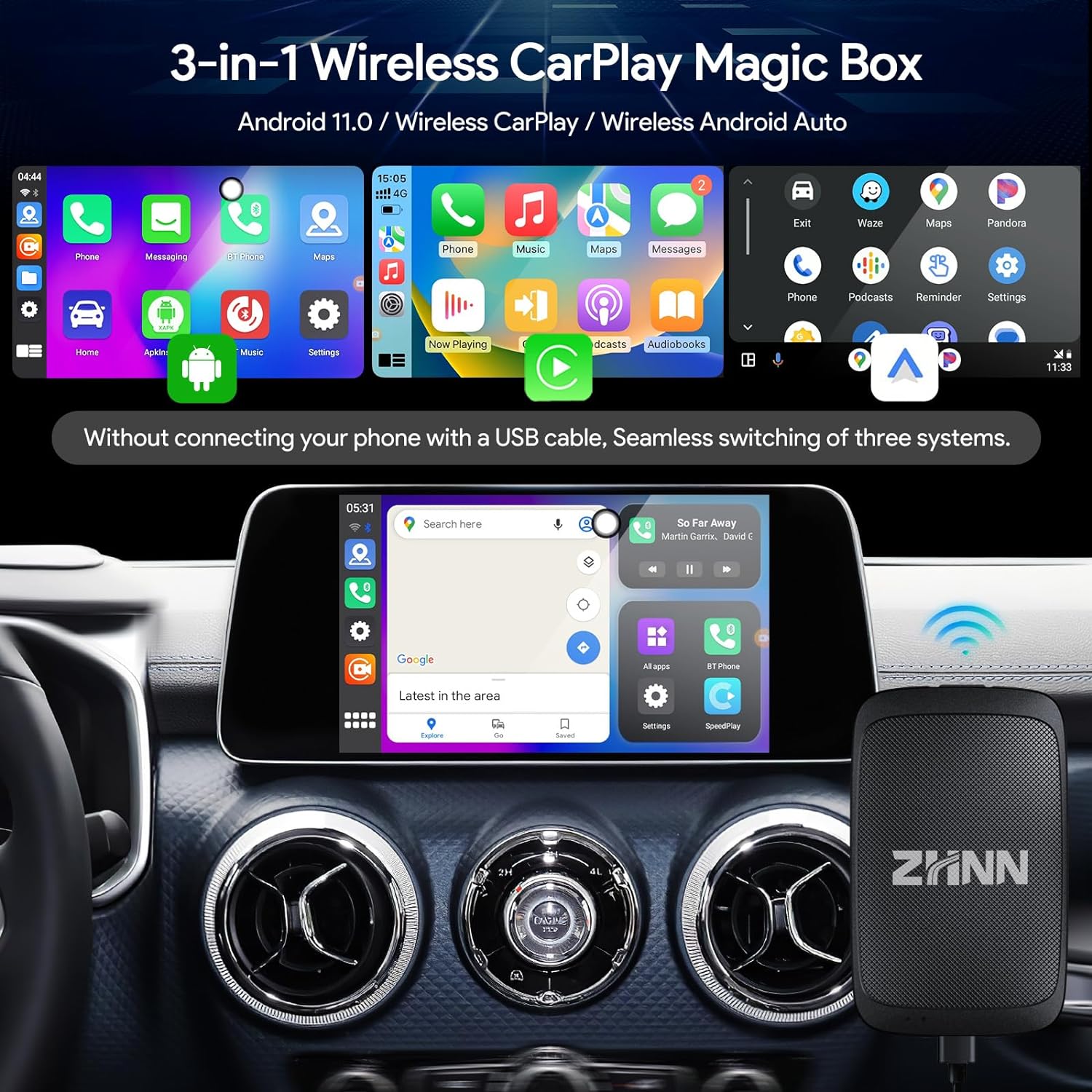 CarPlay&Android Auto AI Box with Video Streaming for OEM Wired Carplay/Android Auto Cars.