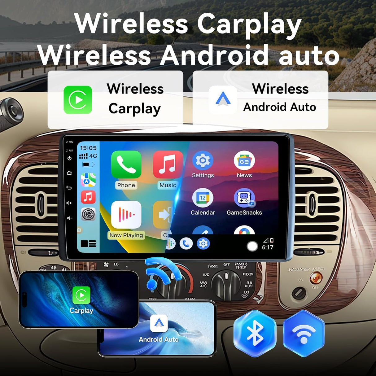 Android 14 Car Stereo Radio Compatible with Ford F150 1997-2003 Expedition 1997-2002 Wireless CarPlay & Android Auto AHD Backup Camera Upgrade 9" Touch Screen GPS WiFi FM Bluetooth 2+64G