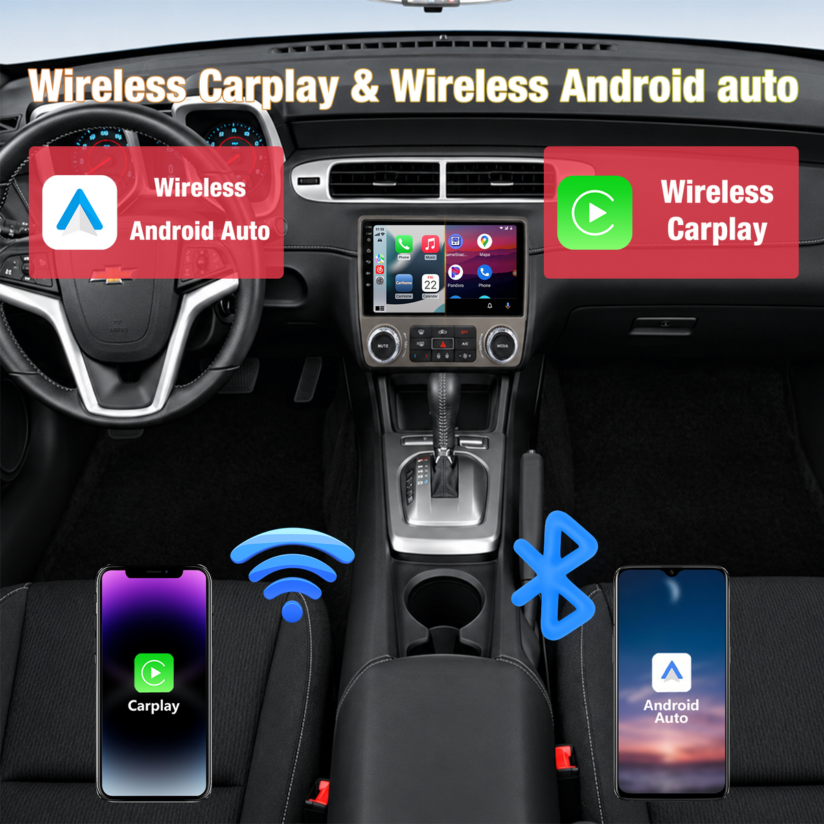 Android Car Stereo Radio for Chevrolet Chevy Camaro 2010-2015: AHD Backup Camera GPS Navi RDS FM 5G WiFi Steering Wheel Control