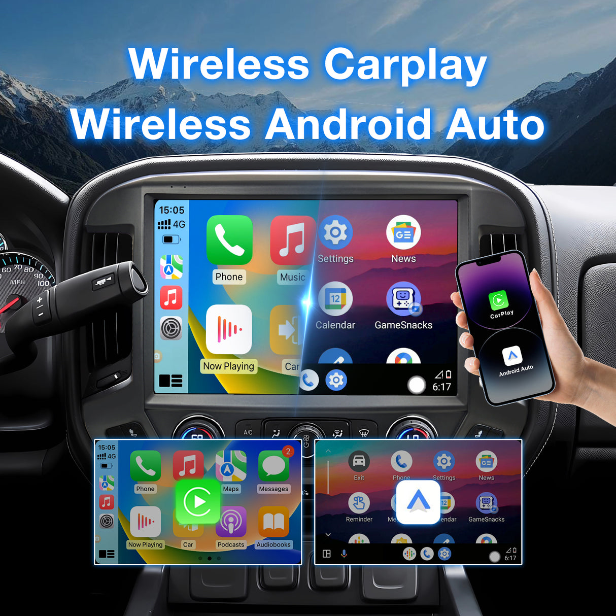 13.1" QLED Car Radio Stereo Compatible with Chevy Silverado & GMC Sierra 2014 2015 2016 2017 2018 Replacement Radio Upgrade, 2K, 8 Core, CarPlay&Android Auto, 5G WiFi, AM/FM, GPS, Backup Camera, 48 EQ