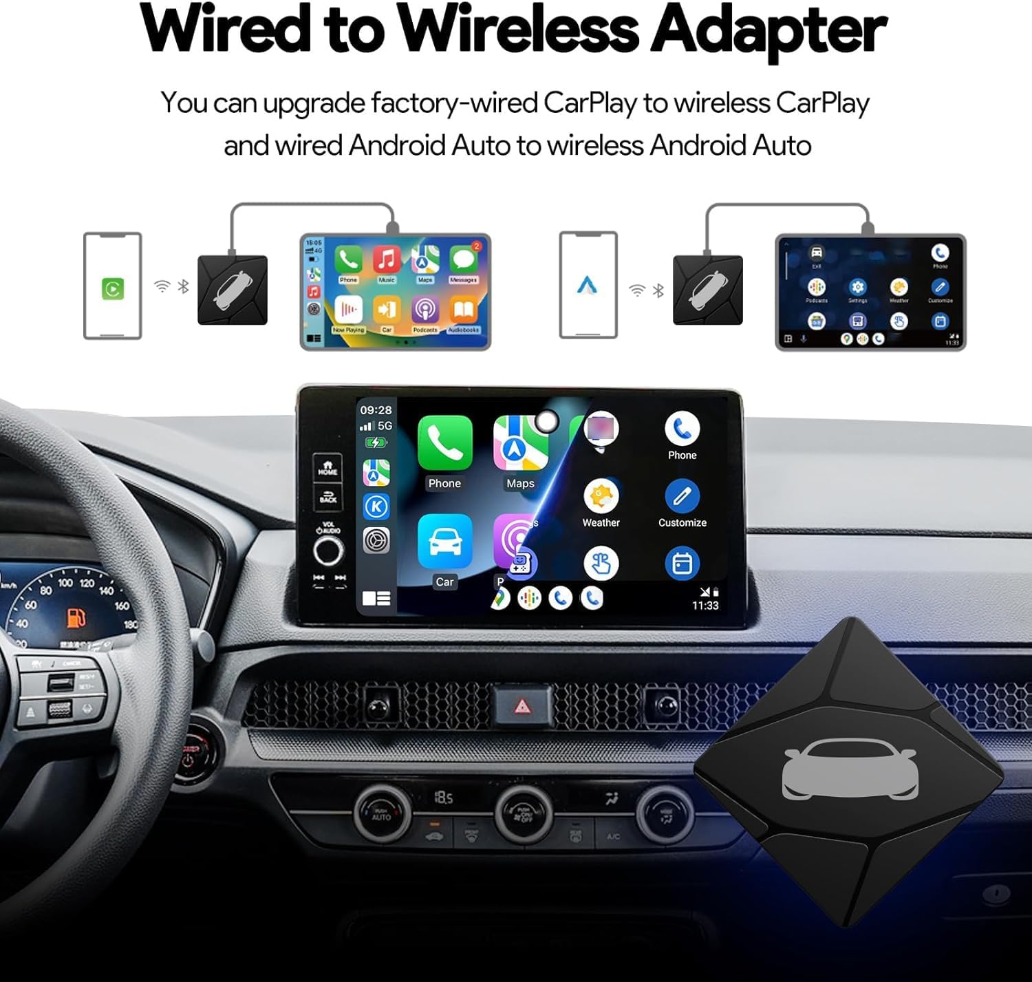 Wireless CarPlay Adapter for Car with OEM Wired CarPlay/Android Auto