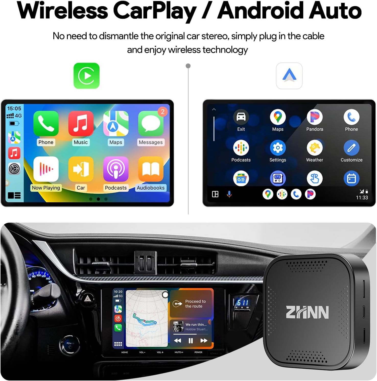 ZHNN CarPlay AI Box Y2 for OEM CarPlay/Android Auto Car Radio