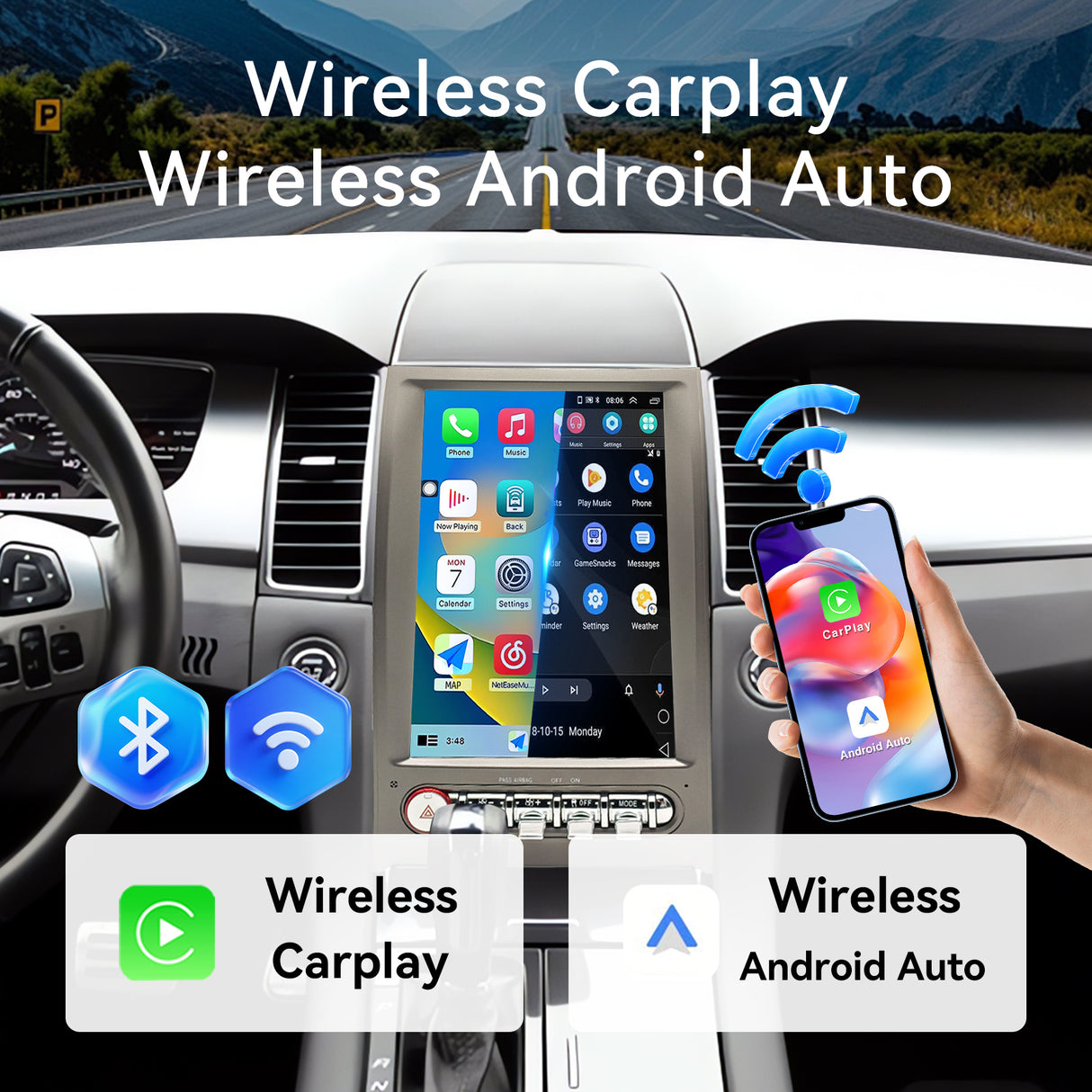 12.8 inch Android 13 Car Radio for Ford Taurus 2010-2019, Upgrade Head Unit 1920*1080 Touch Screen Carplay Android Auto, GPS Navigation,4G+64G, 8Core