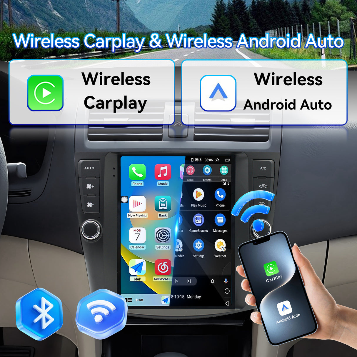 Android 13 Car Stereo Head Unit Radio Wireless Carplay&Android Auto 9.7 Inch Touchscreen Radio Compatible with Honda Accord 7th 2003 2004 2005 2006 2007 Support GPS Bluetooth/FM