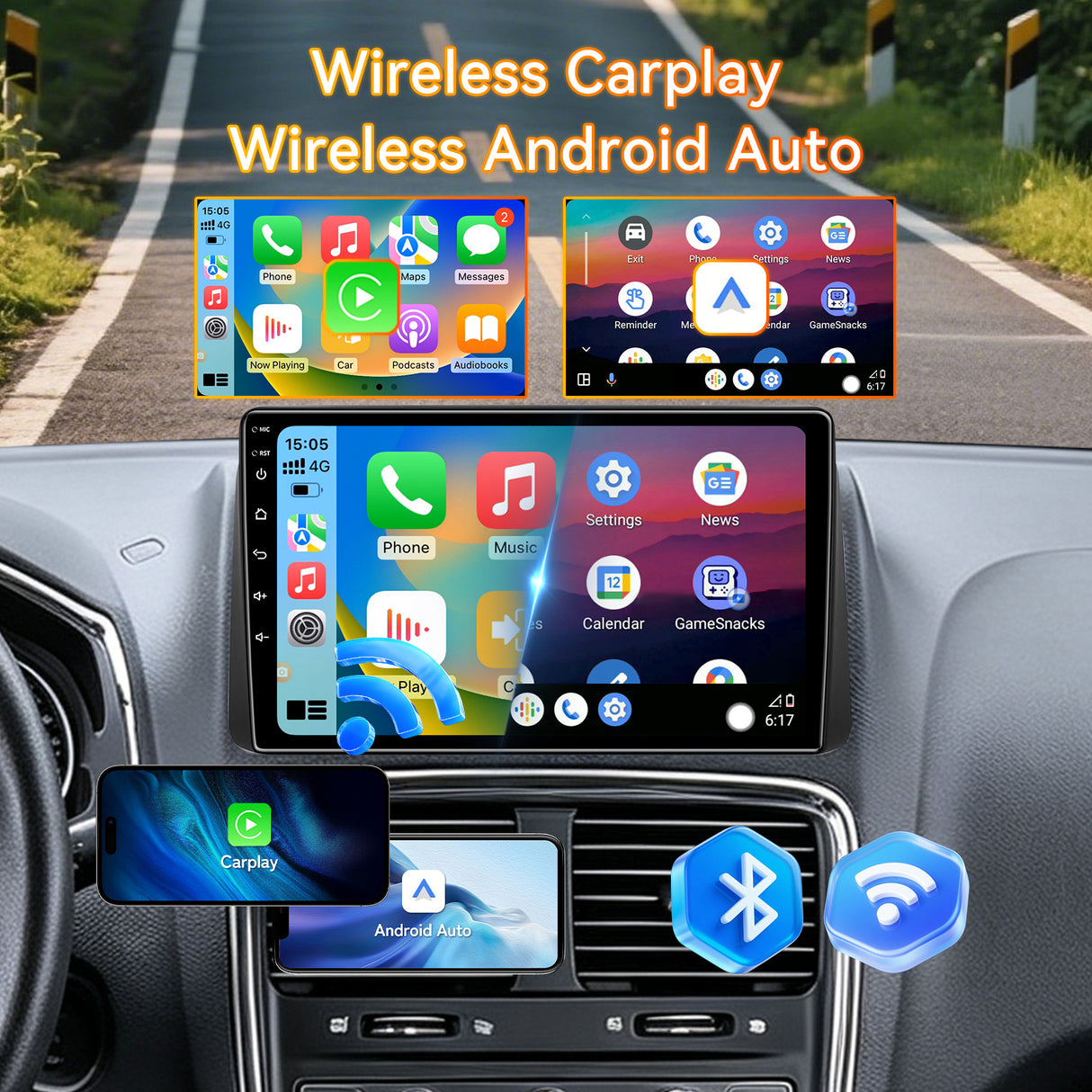Car Stereo for Chrysler Grand Voyager 2013-2016 Upgrade Wireless CarPlay & Android Auto AHD Backup Camera GPS SWC FM WiFi Bluetooth