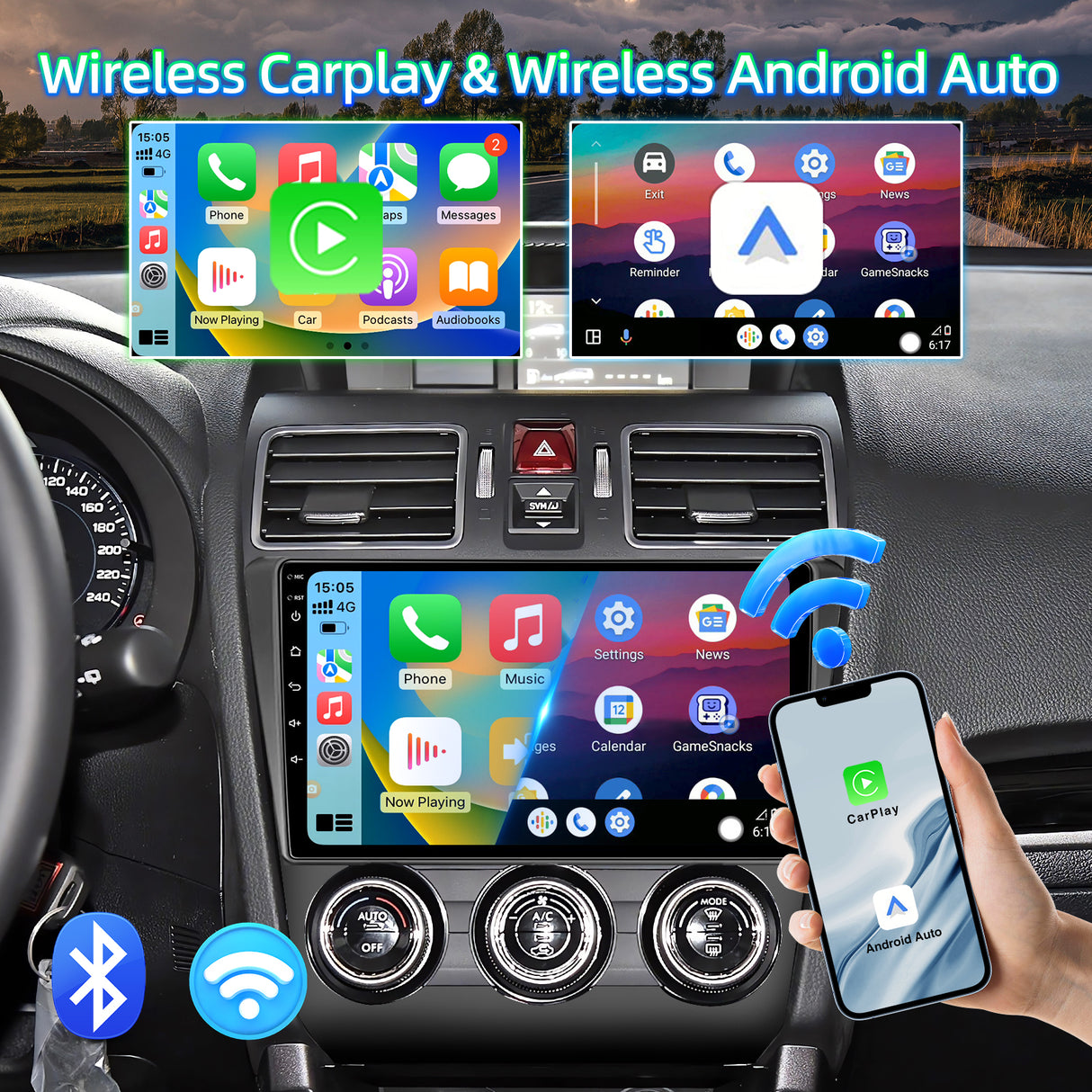 Android 13 Car Stereo Radio Compatible with Subaru Forester WRX Impreza 2015 2016 2017 2018,9" Touchscreen Head Unit,Bluetooth/Wifi/FM/Wireless Carplay AndroidAuto/GPS/Mirrorlink/Backup Camera