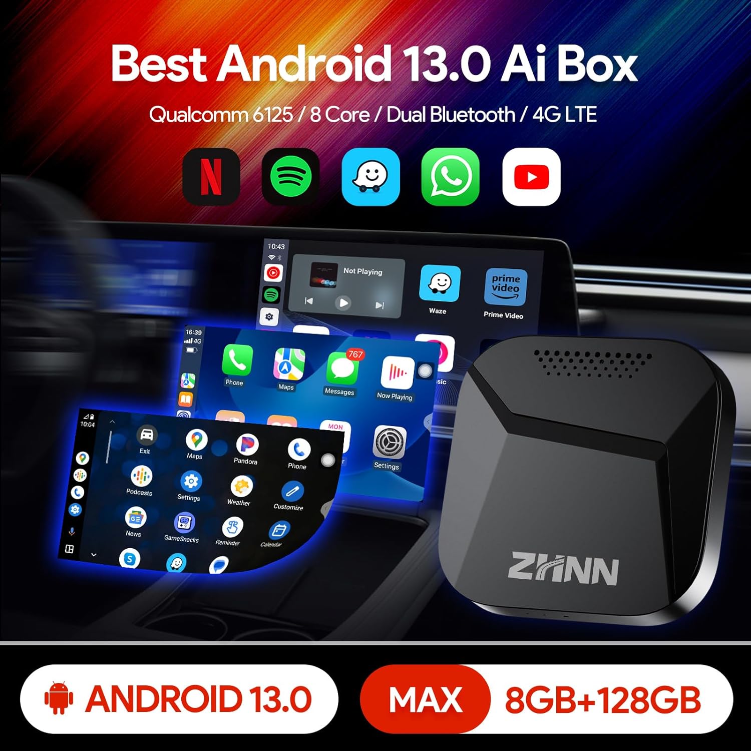ZHNN CarPlay AI Box Y1P for OEM CarPlay/Android Auto Car Radio