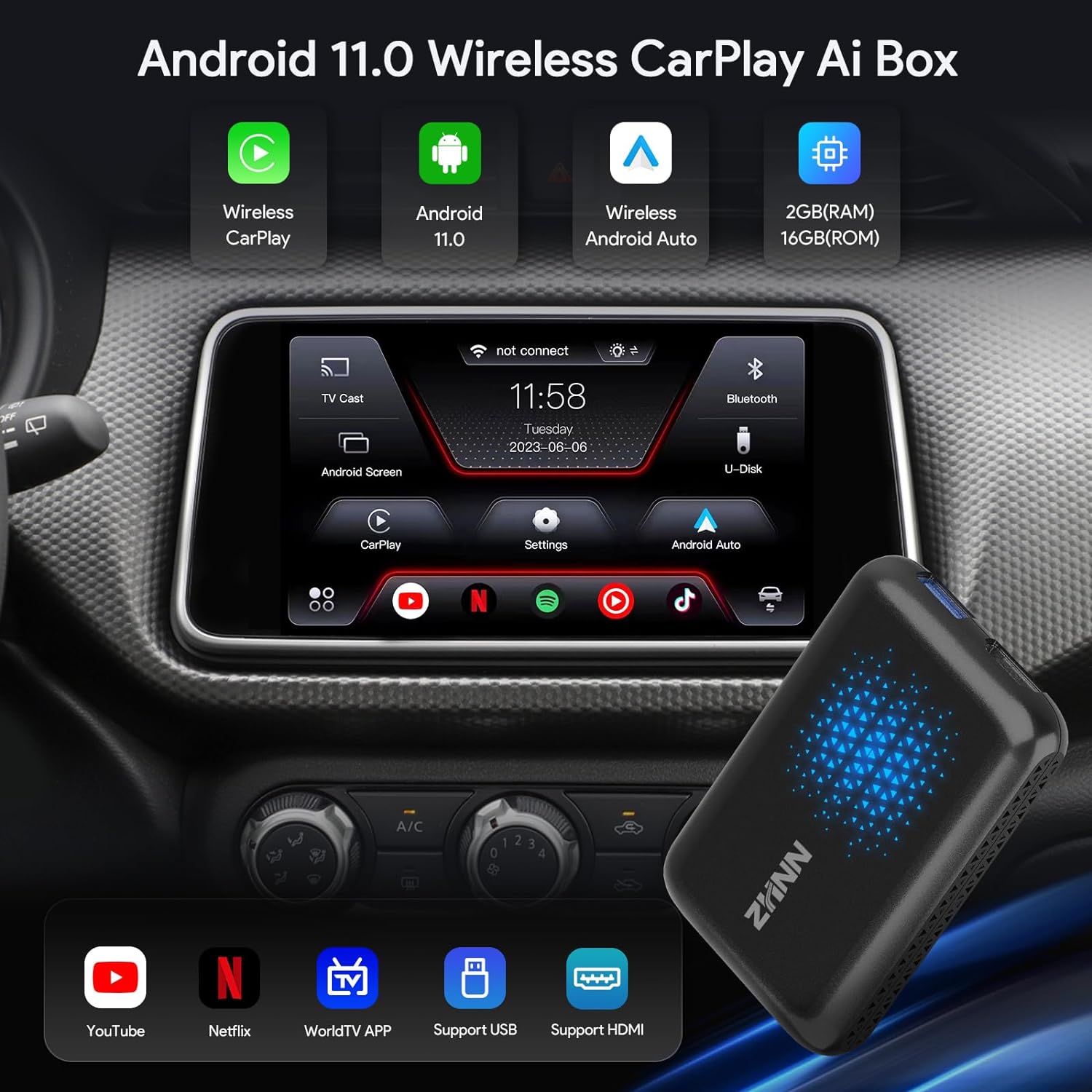 ZHNN Magic Car Box A1 for OEM Wired CarPlay Car Radio