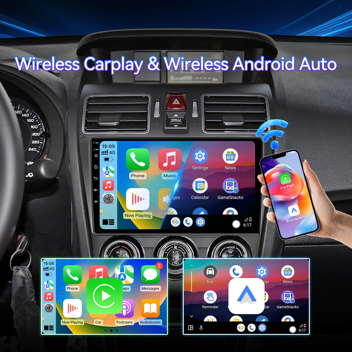 ZHNN Android 13 Car Radio Compatible with Subaru Forester WRX Impreza STi 2016-2018, 9" 2+64G Touch Screen Car Stereo with Wireless CarPlay Android Auto/WiFi/Bluetooth/GPS/Backup Camera