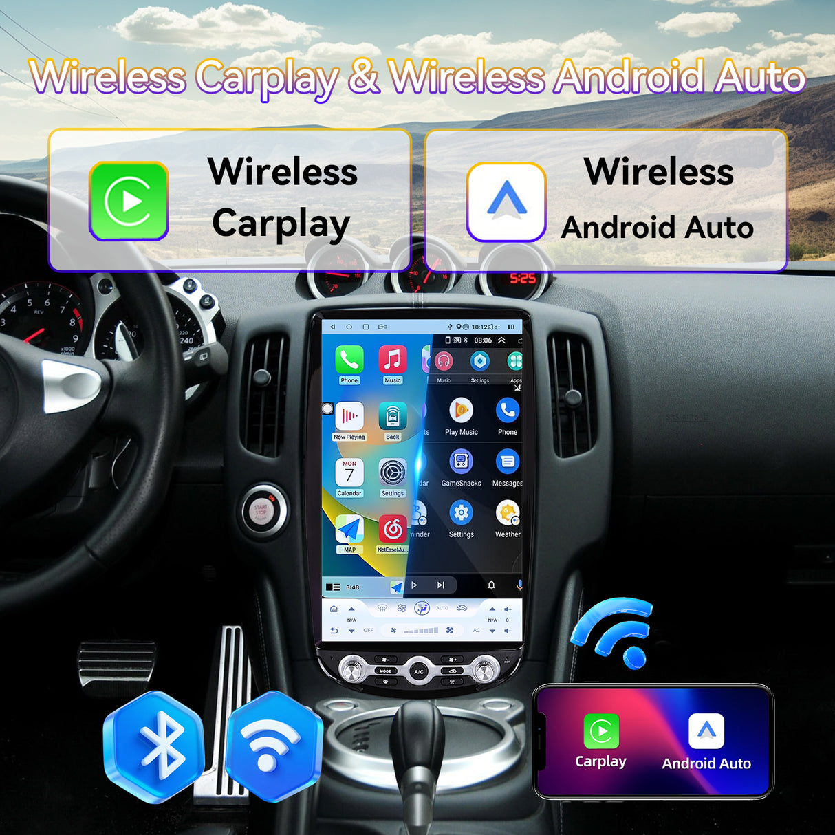 14.5" Android 13 Car Stereo Radio Head Unit Compatible with Nissan 370Z 2009-2021 Carplay&Android Auto T-Style Touch Screen with GPS DSP Bluetooth HDMI Optical AM FM 4G WiFi 8+128G