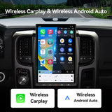 14.4 inch Car Stereo Radio 8-Core Qualcomm CPU, Android Auto Wireless Carplay for Dodge RAM 1500 2500 3500 2013-2018 Tesla Style Touch Screen Bluetooth WiFi GPS DSP AM FM Head Unit