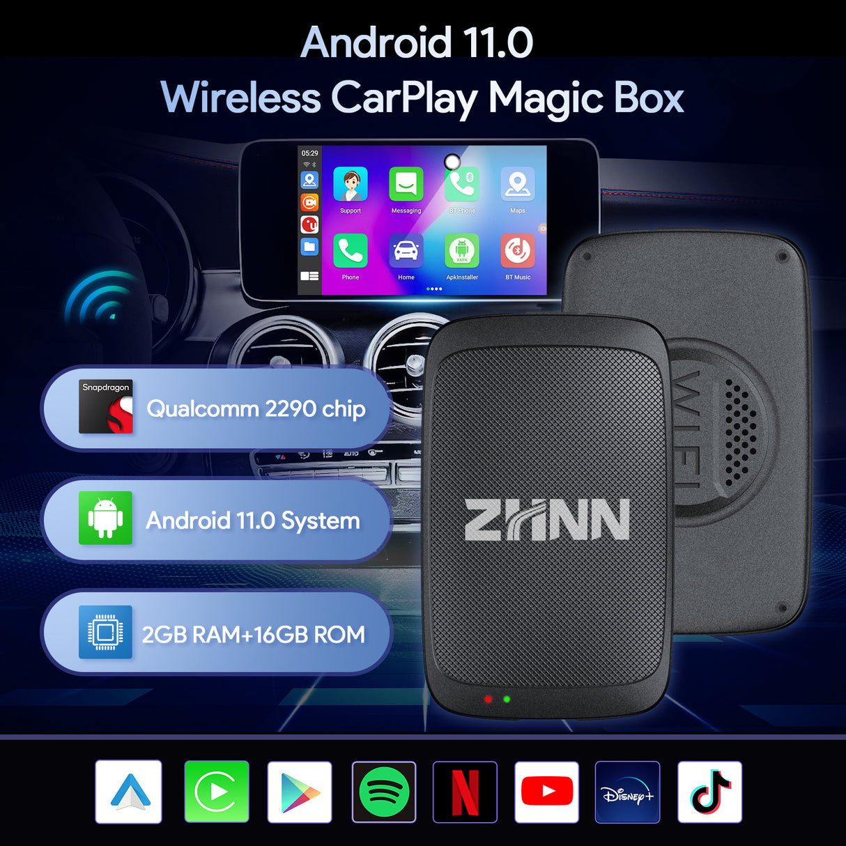 ZHNN Car Box S2 for Car with OEM Wired Carplay & Android Auto Car Radio