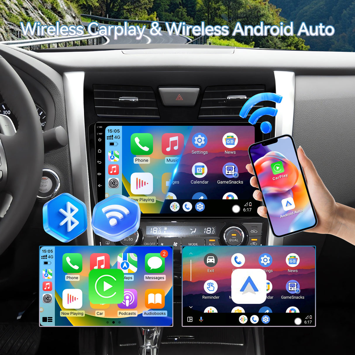Android 13 Head Unit for Nissan Altima 2013-2015, 10.1 inch Touch Screen In-Car Audio System with Wired CarPlay, Android Auto, MirrorLink, Backup Camera, GPS Navigation, FM, SWC, 2G+64G, Bluetooth, High Definition, Led, Rear View Camera Input