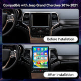 12.1" T-Style Car Radio for Grand Cherokee 2014-2021 8Core Head Unit 4GB+64GB with CarPlay/Android Auto Touch Screen with 1080P Backup Camera Stereo Upgrade with FM/AM, GPS, Bluetooth WiFi