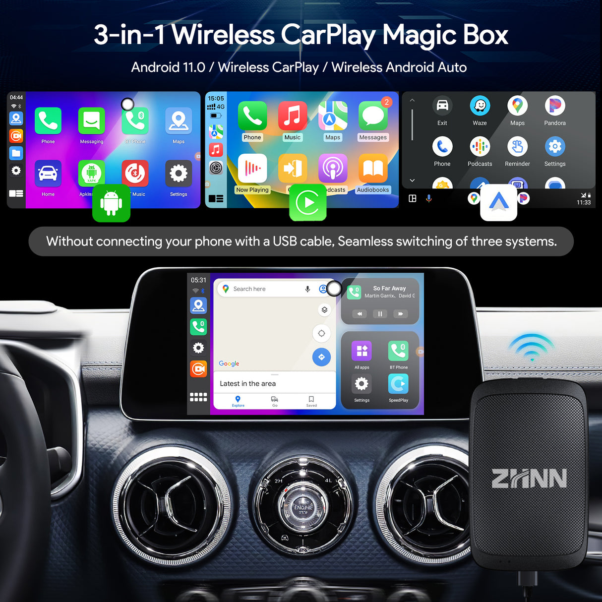 ZHNN Car Box S2 for Car with OEM Wired Carplay & Android Auto Car Radio