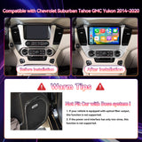 Car Stereo for Chevy Suburban Tahoe Yukon 2015-2019 Upgrade Wireless CarPlay & Android Auto AHD Backup Camera GPS SWC FM WiFi Bluetooth