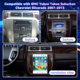 12.1 Inch Car Radio Compatible with GMC Yukon Chevrolet Silverado Tahoe Suburban 2007-2013(Auto AC), Android 13, 8+128GB Car Stereo with Wireless Carplay/Android Auto/WiFi /4G LTE/GPS Navigation