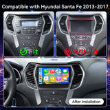 Android Car Stereo for Hyundai Santa Fe 2013-2017 , 10 Inch Touch Screen Car Radio with Wireless CarPlay Android Auto MirrorLink GPS WiFi FM HiFi Steering Wheel Control+AHD Backup Camera