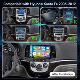 Android Car Stereo for Hyundai Santa fe 2006-2012, 9'' Touchscreen Radio for Santa fe Wireless Carplay Android Auto, 1080P/5G WiFi/Bluetooth/FM/RDS SWC Mirror Link+Backup Cam