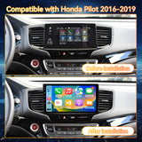 Car Stereo for Honda Pilot 2016-2019 Radio Update 10" Touchscreen Head Unit Carplay & Android Auto 4-Core 2GB+64GB for Wireless CarPlay&Android Auto, GPS Navigation, FM Radio, WiFi, Bluetooth, Reverse Camera, SWC, Wireless Sync, Engineer Help