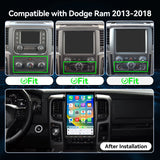 14.4 inch Car Stereo Radio 8-Core Qualcomm CPU, Android Auto Wireless Carplay for Dodge RAM 1500 2500 3500 2013-2018 Tesla Style Touch Screen Bluetooth WiFi GPS DSP AM FM Head Unit