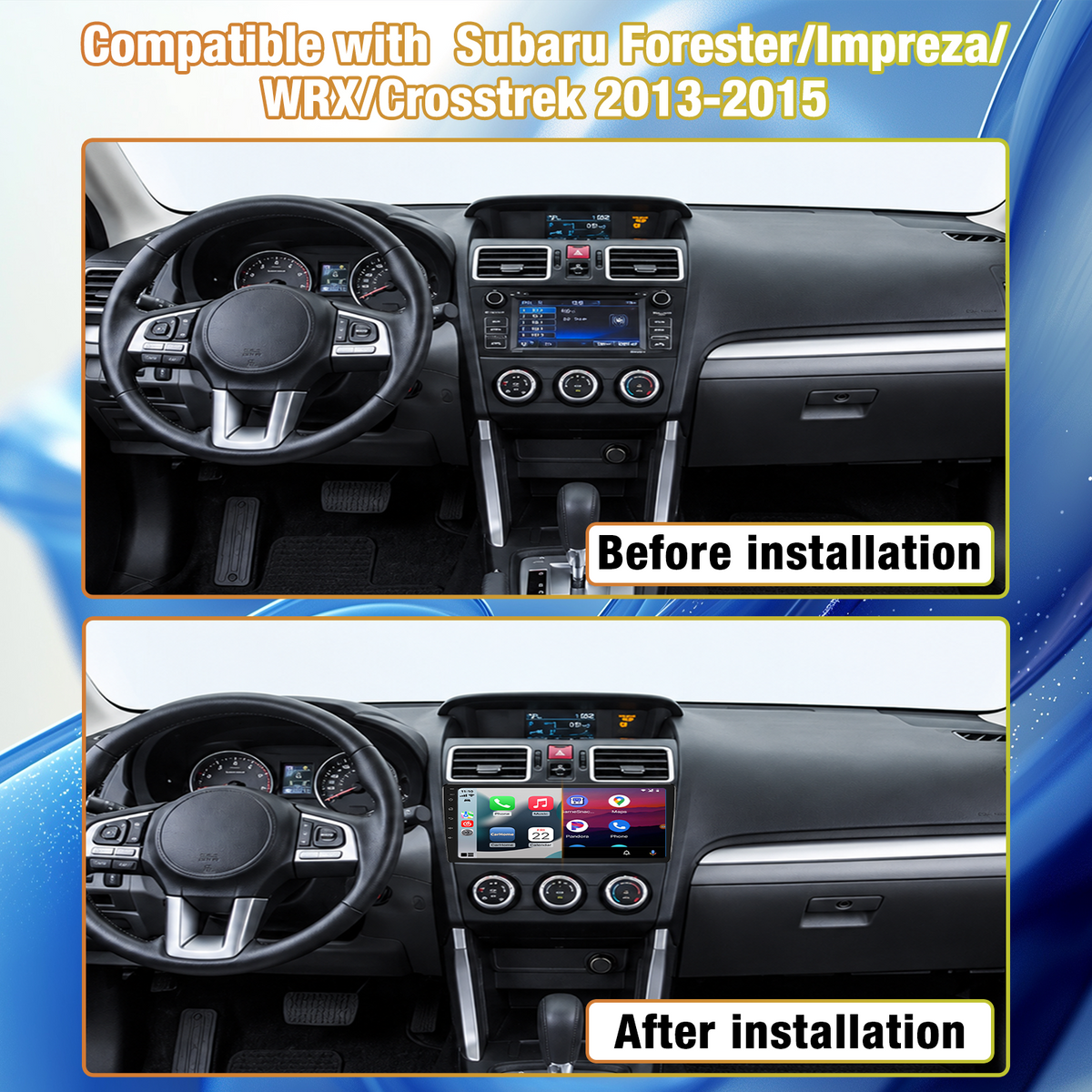 9 Inch Android 13 Car Radio Head Unit for Subaru Forester/Impreza/WRX/Crosstrek 2013-2015, Wireless CarPlay & Android Auto, GPS Navigation, Bluetooth 5.0, SWC, DSP Sound, AHD Rear View Camera