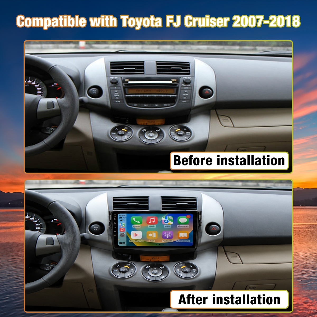 Android 13 Touchscreen Head Unit for Toyota RAV4 2006-2012, Supports Wireless CarPlay, Android Auto and Mirroring