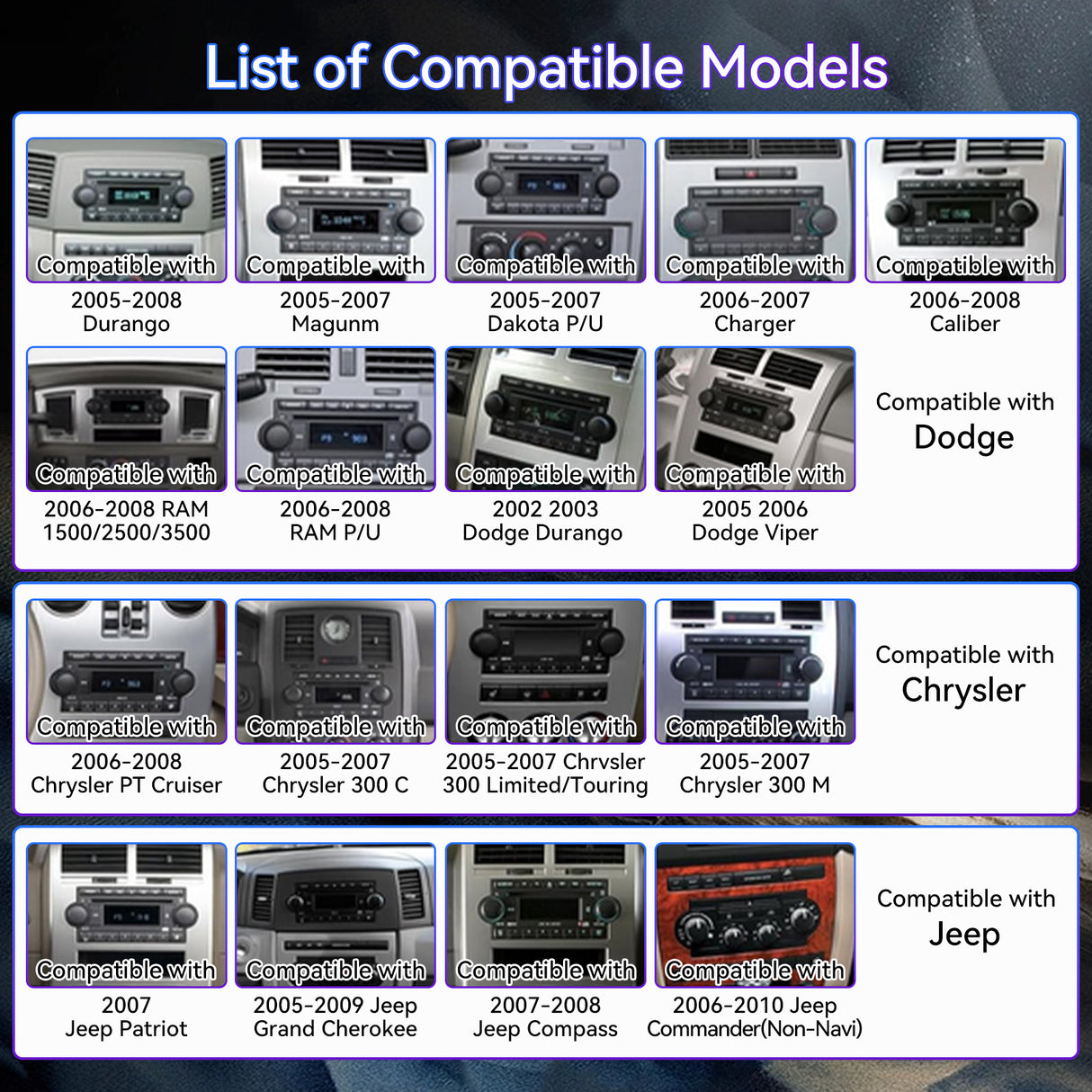 ZHNN Android 13 9 Inch Car Radio Compatible with Dodge Ram 1500/2500/3500 2006-2008, Compatible with Chrysler 300/300C/Jeep Grand Cherokee 2005-2007, Wireless CarPlay/Android Auto, GPS, Backup Camera