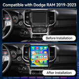 Car Stereo for Dodge Ram 2019-2023 Upgrade, 8-Core Qualcomm CPU, with Wireless CarPlay & Android Auto AHD Backup Camera GPS SWC FM WiFi Bluetooth