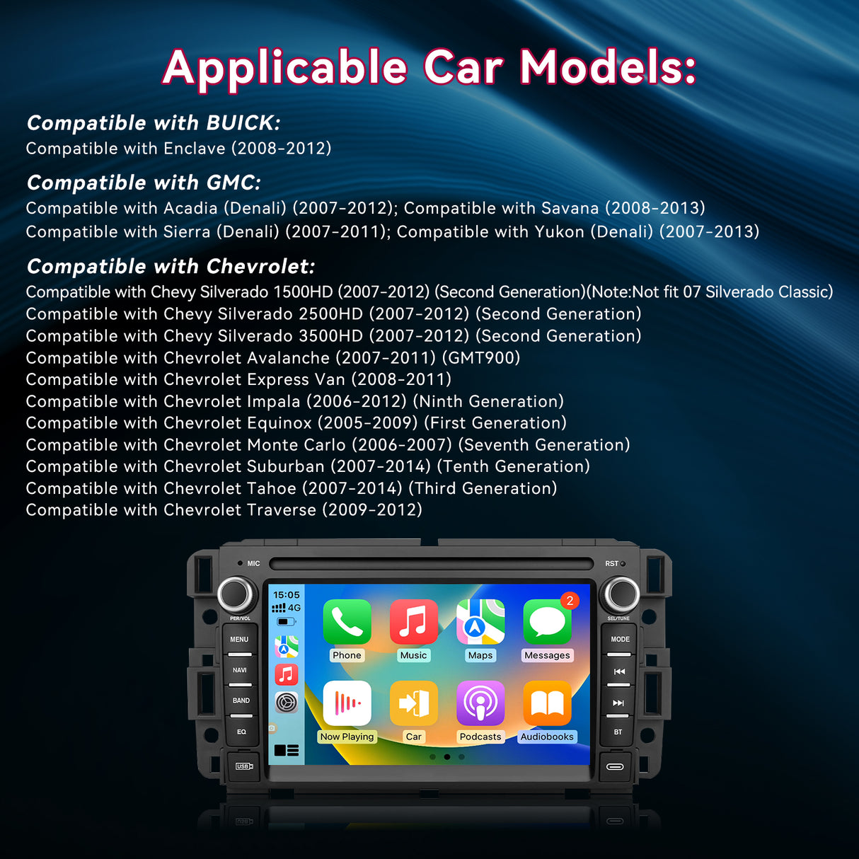 10" Android 13 Wireless CarPlay & Android Auto Radio for Chevy Silverado 2007-2014 | GMC Sierra Yukon Tahoe | 2+64GB, GPS, WiFi & Backup Camera