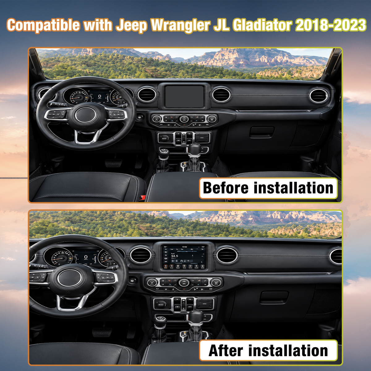 11.5 Inch Biggest Touchscreen Car Stereo for Jeep Wrangler JL & Gladiator 2018-2023, Built-in Wireless CarPlay & Android Auto, Compatible with Factory Original Backup Camera