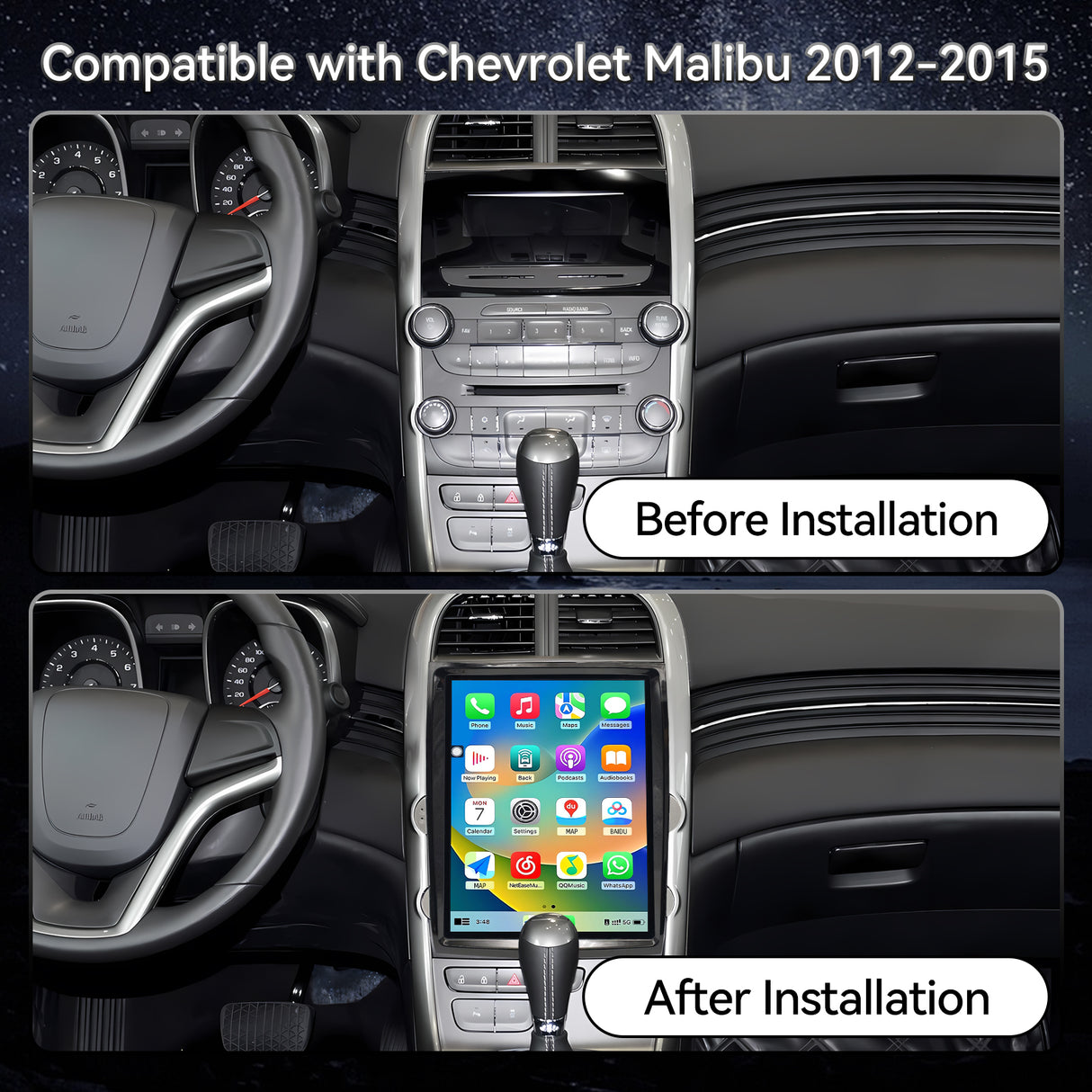 12.1 inch Android 13 Car Radio for Chevrolet Malibu 2012-2015, Upgrade Head Unit 1920*1080 Touch Screen Carplay Android Auto, GPS Navigation,4G+64G, 8Core