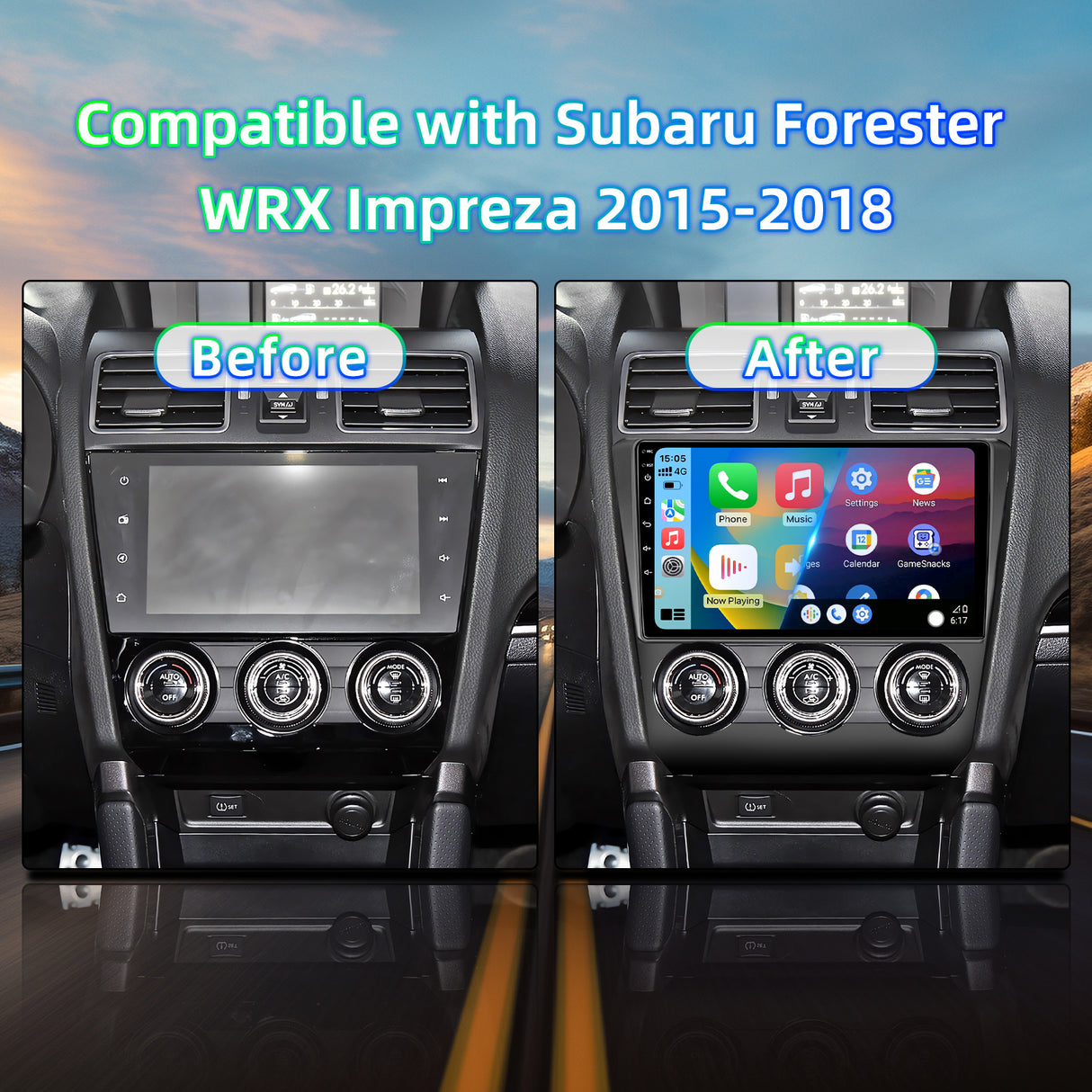 Android 13 Car Stereo Radio Compatible with Subaru Forester WRX Impreza 2015 2016 2017 2018,9" Touchscreen Head Unit,Bluetooth/Wifi/FM/Wireless Carplay AndroidAuto/GPS/Mirrorlink/Backup Camera