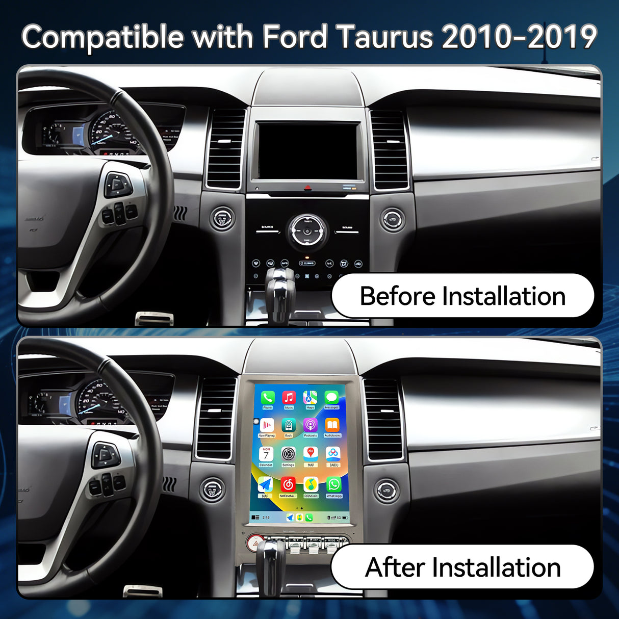 12.8 inch Android 13 Car Radio for Ford Taurus 2010-2019, Upgrade Head Unit 1920*1080 Touch Screen Carplay Android Auto, GPS Navigation,4G+64G, 8Core