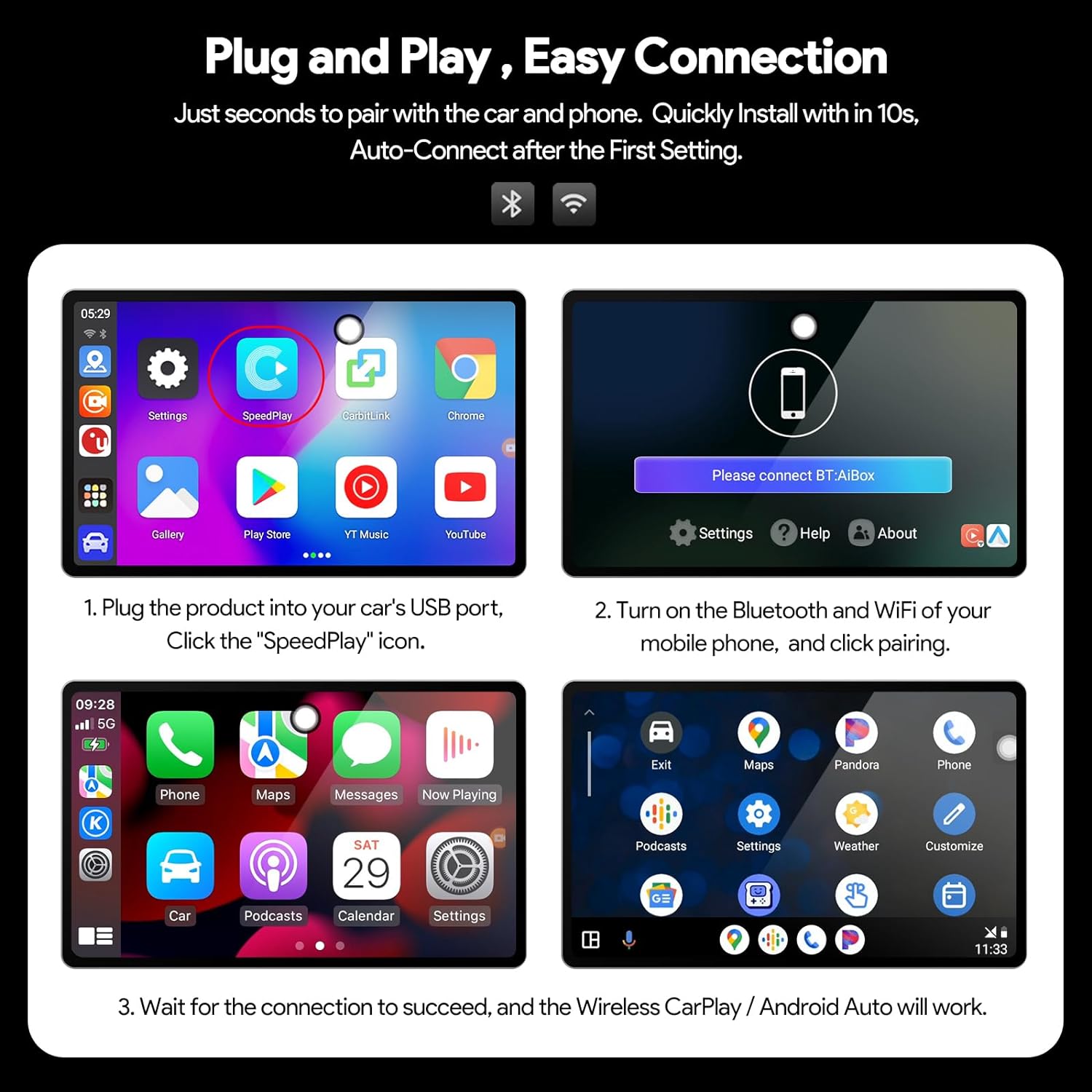 ZHNN Car Box S3 for OEM CarPlay/Android Auto Car Radios