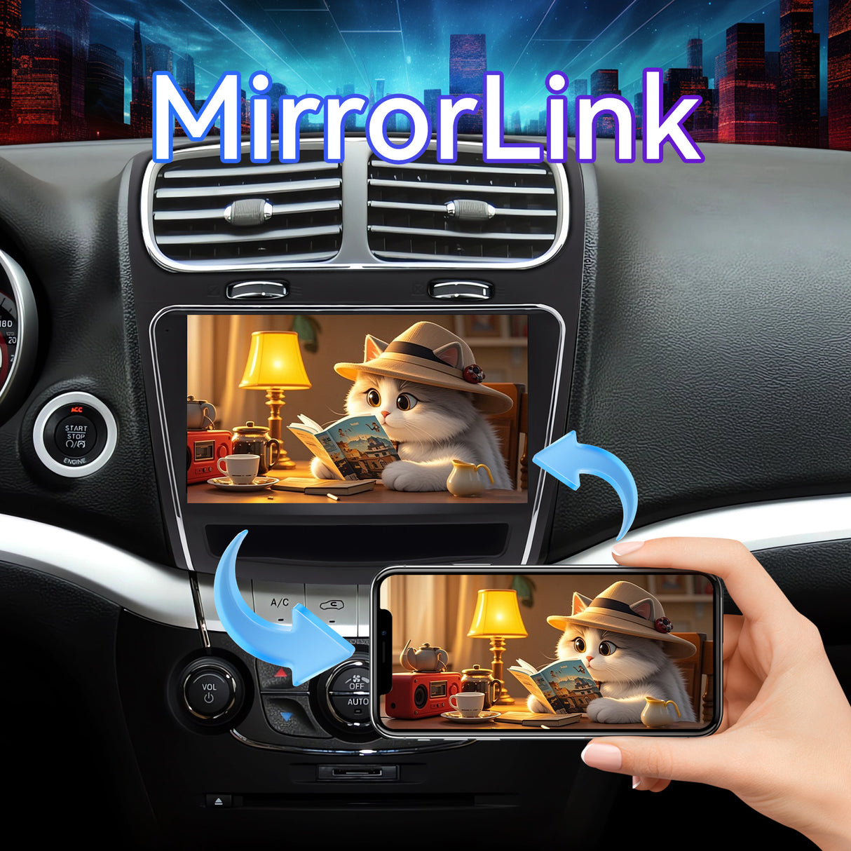 Car Radio for Dodge Journey 2011-2019: [2Core 64G ROM] 9'' HD Touch Screen Stereo with Wireless Carplay Android Auto GPS Bluetooth FM RDS SWC Mirror Link Backup Camera 5G WiFi