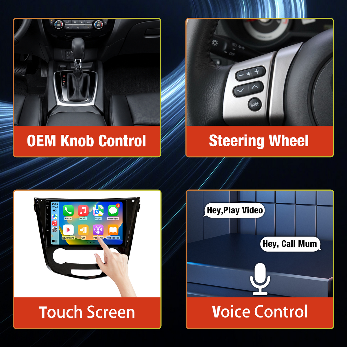 Android 13 Car Radio for 2014-2018 Nissan X-Trail, Qashqai, Rogue, Built-in Wireless Apple CarPlay & Android Auto