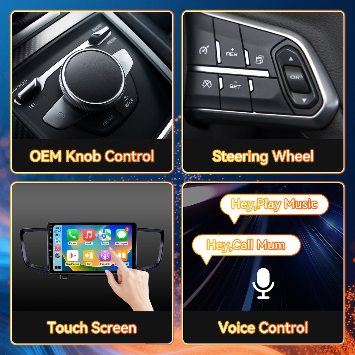 Car Stereo for Honda Pilot 2016-2019 Radio Update 10" Touchscreen Head Unit Carplay & Android Auto 4-Core 2GB+64GB for Wireless CarPlay&Android Auto, GPS Navigation, FM Radio, WiFi, Bluetooth, Reverse Camera, SWC, Wireless Sync, Engineer Help