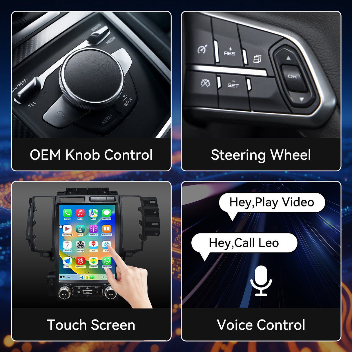 Car Radio Stereo for Ford Taurus 2009-2011 12.1' Touchscreen 4G RAM 64G ROM Wireless Carplay Android Auto Touchscreen 4G RAM 64G ROM with GPS Navigation WiFi Bluetooth FM