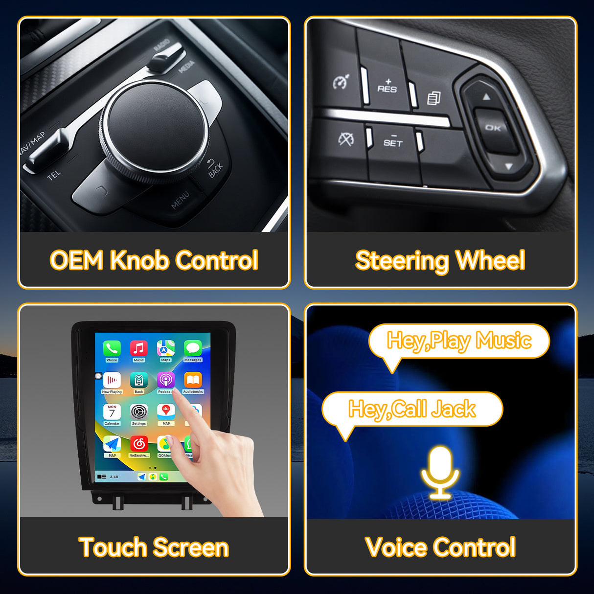 Car Stereo Radio 8-Core, with Android Auto Wireless Carplay for Ford Mustang 2009-2014 Upgrade 2K Touchscreen Bluetooth WiFi GPS DSP AM FM Head Unit