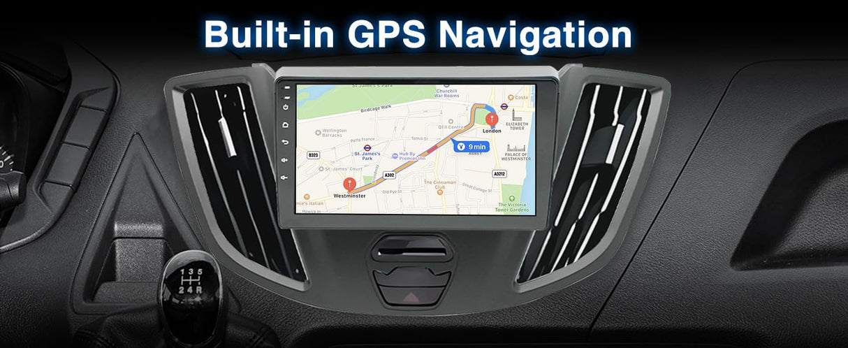 Android 13 Car Stereo for Ford Transit 2015-2018, 9 Inch Touch Screen with Wireless CarPlay/Android Auto/Mirrorlink/GPS Navigation/Backup Camera/FM