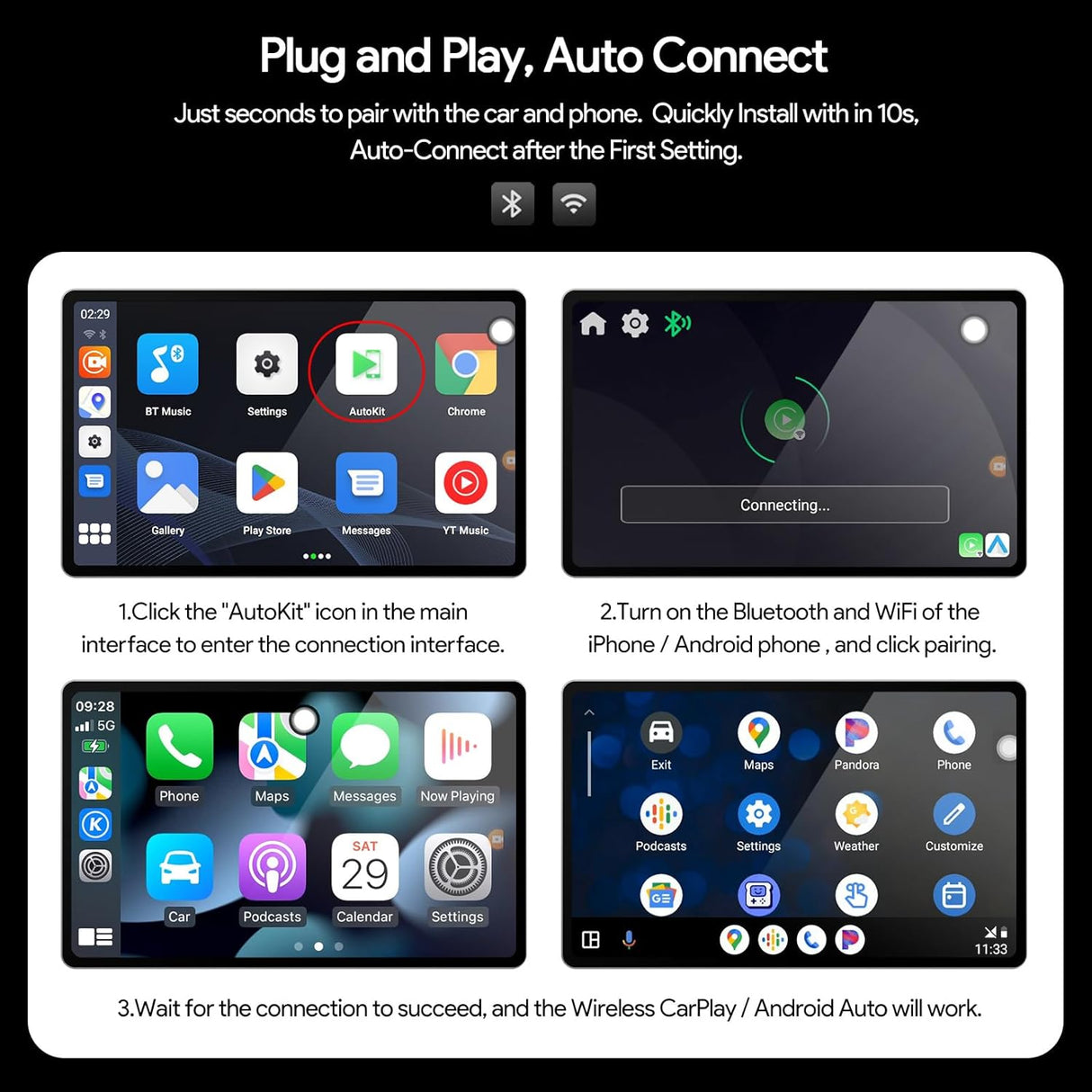 ZHNN CarPlay AI Box Y1P for OEM CarPlay/Android Auto Car Radio