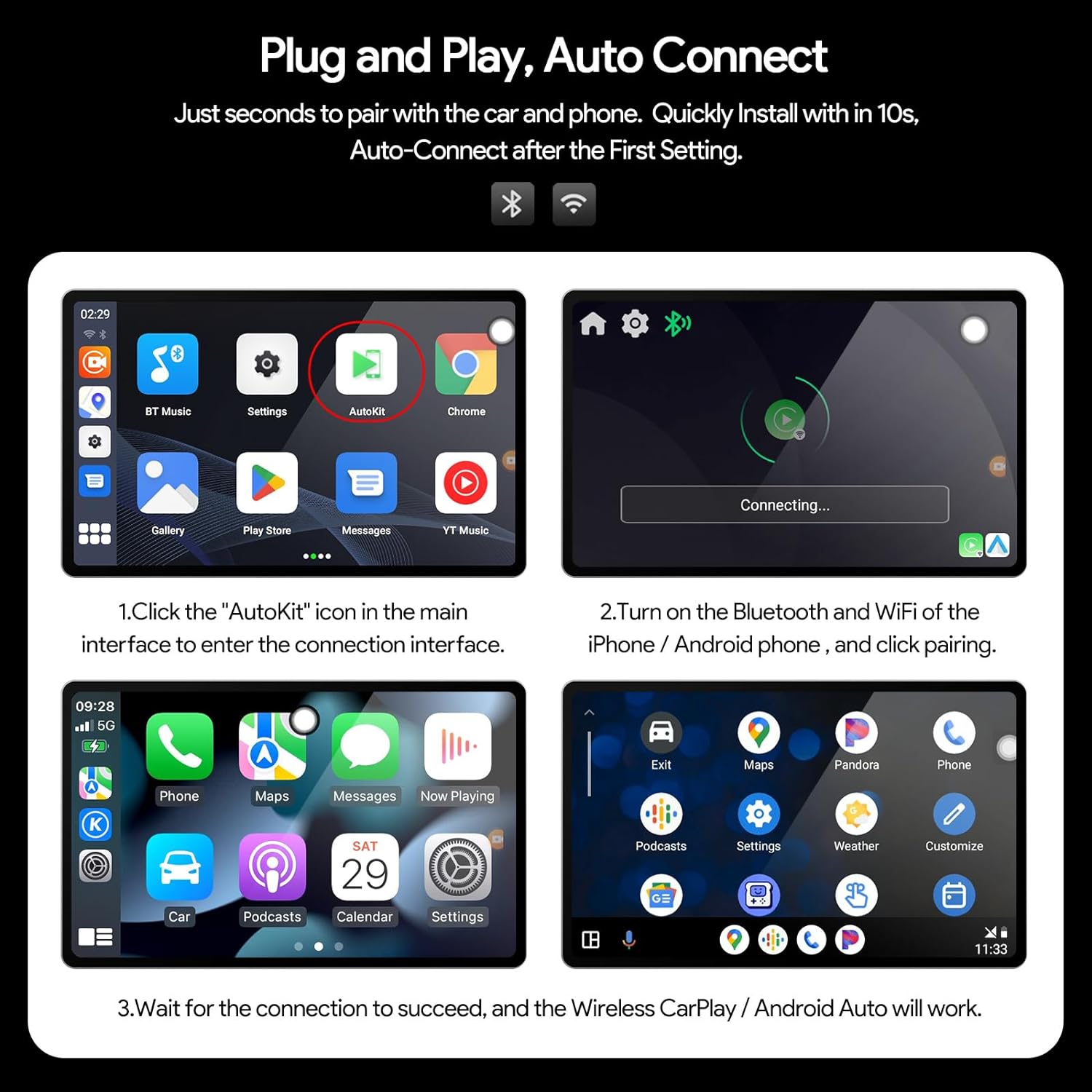 ZHNN CarPlay AI Box Y1P for OEM CarPlay/Android Auto Car Radio