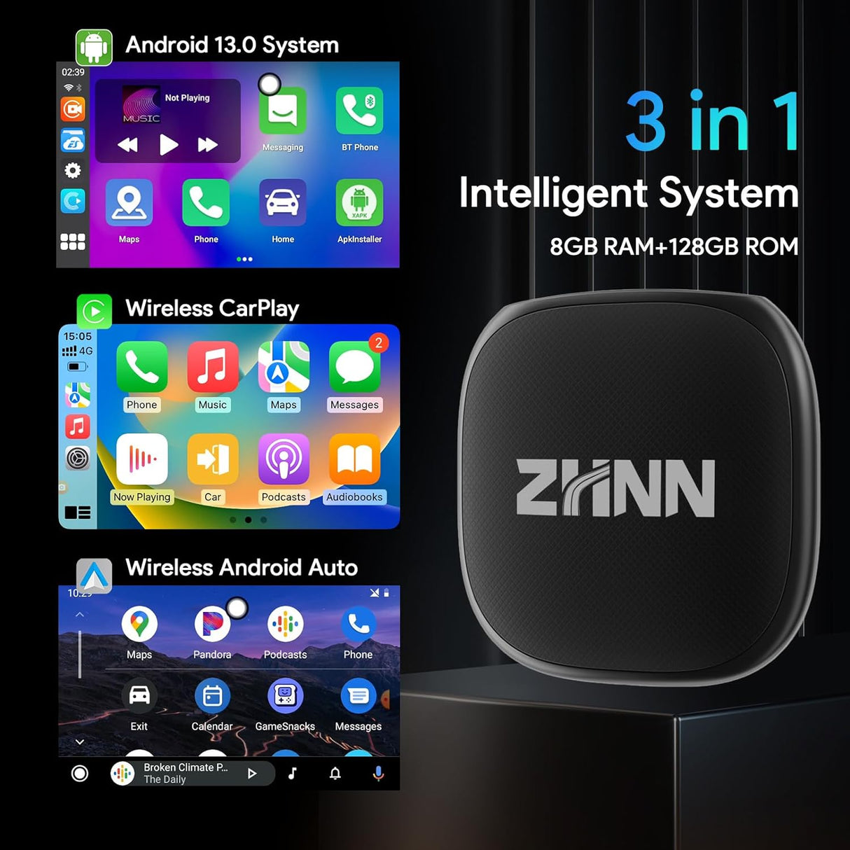 ZHNN CarPlay AI Box S1P for OEM Wired CarPlay/Android auto Car Radios