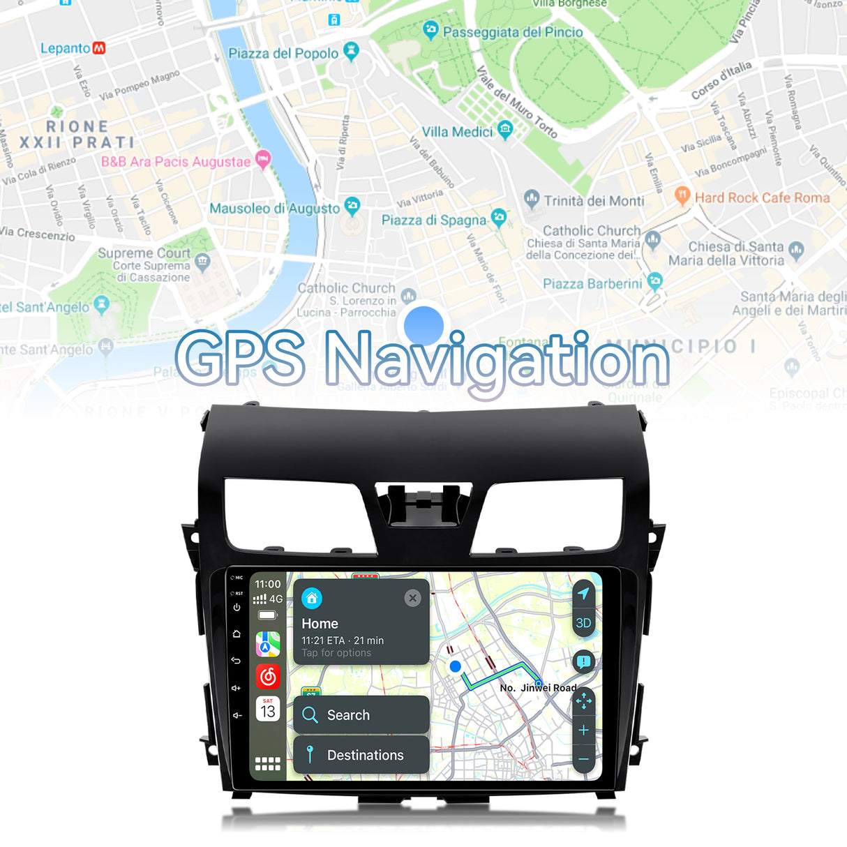 Android 13 Head Unit for Nissan Altima 2013-2015, 10.1 inch Touch Screen In-Car Audio System with Wired CarPlay, Android Auto, MirrorLink, Backup Camera, GPS Navigation, FM, SWC, 2G+64G, Bluetooth, High Definition, Led, Rear View Camera Input